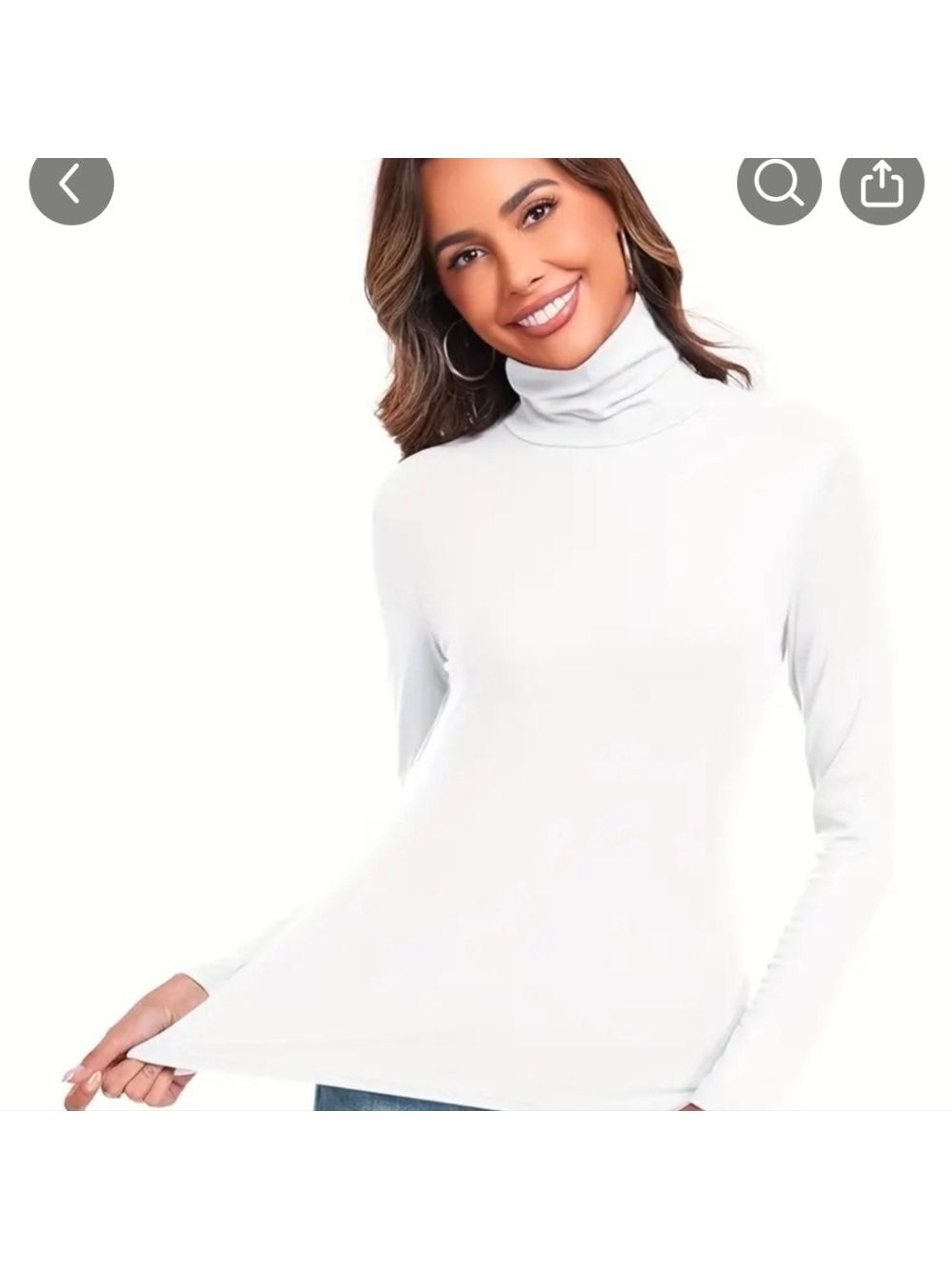 White Turtleneck Long Sleeve Mock Neck Layering Top